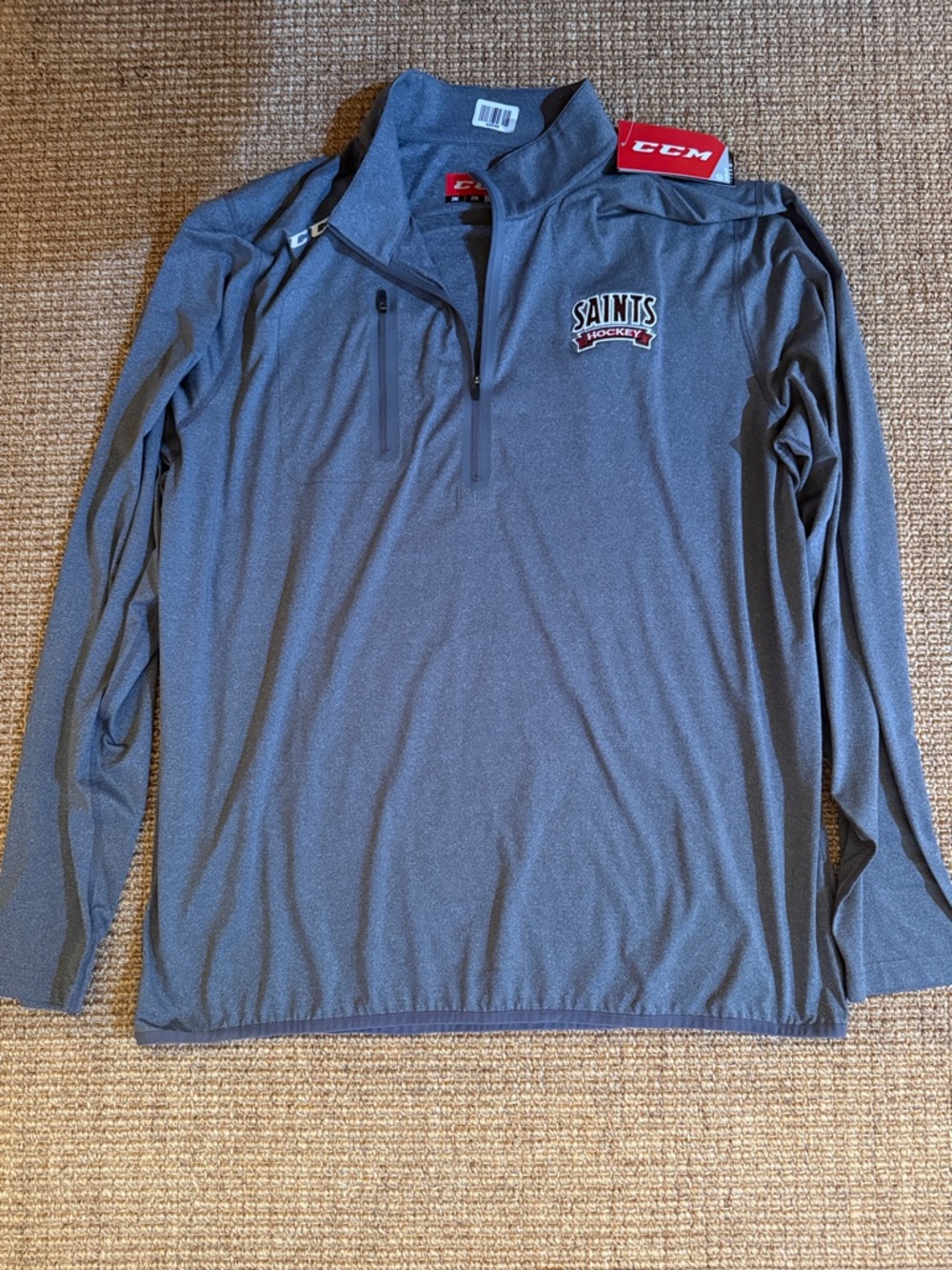 NWT CCM Gray St. Lawrence Saints Hockey Quarter-Zip Pullover XXL